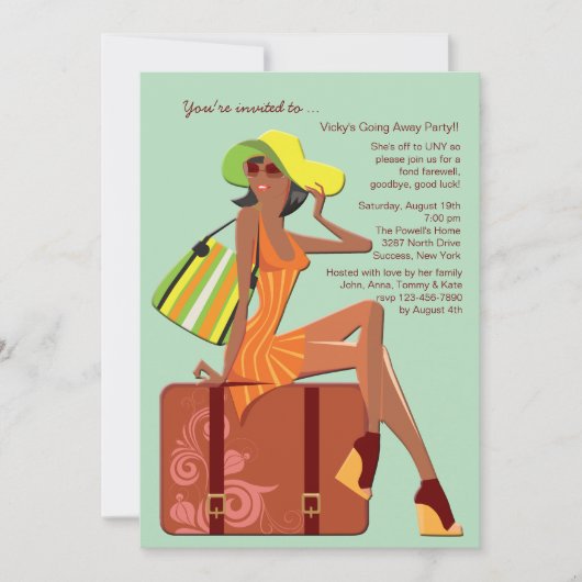 パックマイバッグゴー遠くにエボニーパーティの招待状 招待状 (正面)