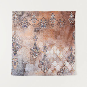 パックラシックチワーク付きのヴィンテージプリント、ペイズリー要素 タペストリー