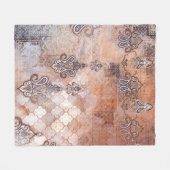 パックラシックチワーク付きのヴィンテージプリント、ペイズリー要素 フリースブランケット (正面(横))