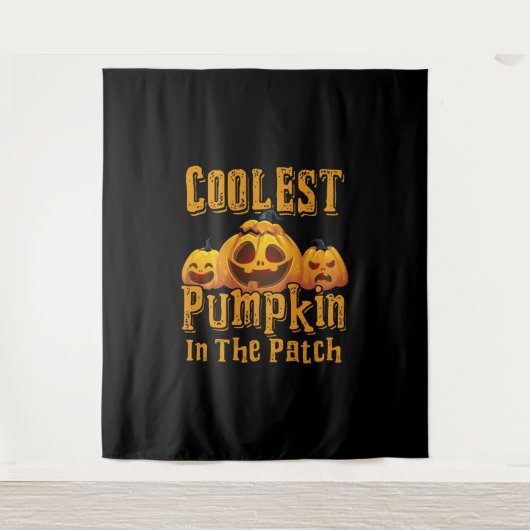 パックールチハロウィーンのカボチャおもしろい タペストリー (正面)