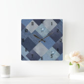 パックールチユニークワークDenimヴィンテージ スクエア壁時計 (ホーム)
