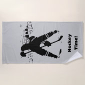 パック待ち – ホッケープレーヤー ビーチタオル (正面)