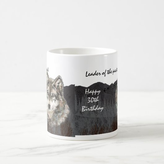 パック30th誕生日ユーモアウルフ30thのリーダー コーヒーマグカップ (中央)