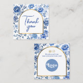 パッケージの感謝してい挿入にChinoiserie青い花 スクエア名刺 (正面/裏面)