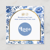 パッケージの感謝してい挿入にChinoiserie青い花 スクエア名刺 (裏面)