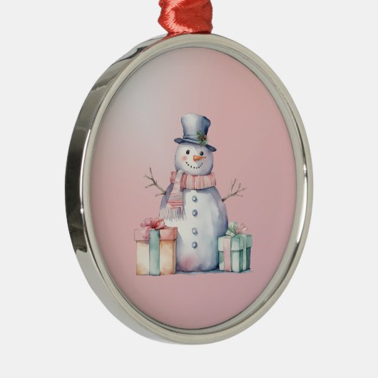 パッケージ付きピンク雪だるま メタルオーナメント (右)