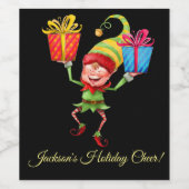 パッケージ付き可愛い小妖精や小人カスタムクリスマス ワインラベル (シングルラベル)