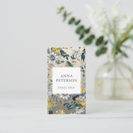 パッシエレガントョンフラワーズシルバーグレースクエア美しい 名刺 (スタンド正面)