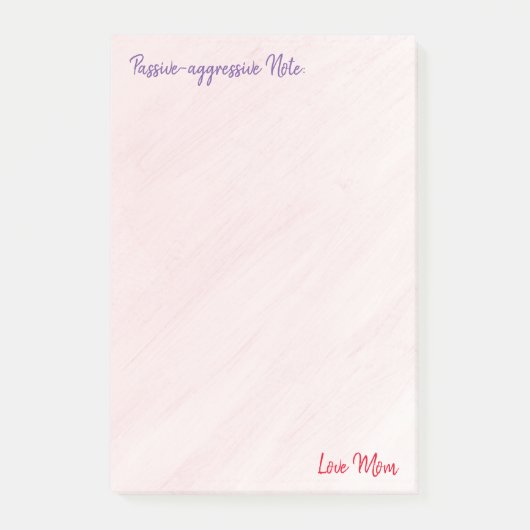パッシブ·アグレッシブ4 x 6の投稿は、母を愛していると書いている ポストイット (正面)