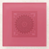 パッシモダンョンピンク花装飾美術プリント ガラスコースター (正面)