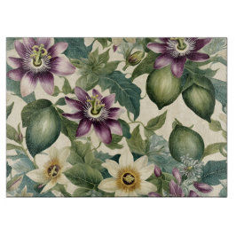 パッションフラワーとパッションフルーツ カッティングボード