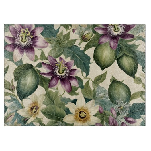 パッションフラワーとパッションフルーツ カッティングボード (正面)