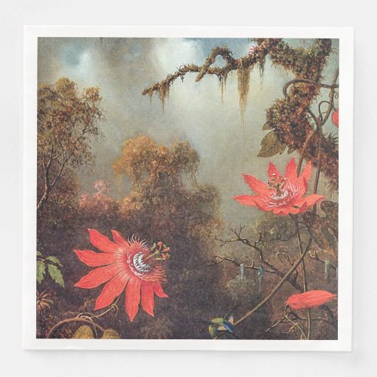 パッションフラワーに漂う2羽のハミングバードつる植物 (正面)