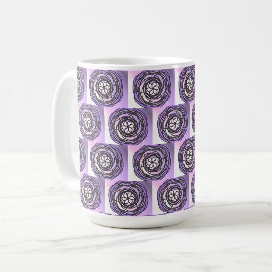 パッションフラワーの紫色模様 コーヒーマグカップ (正面左)