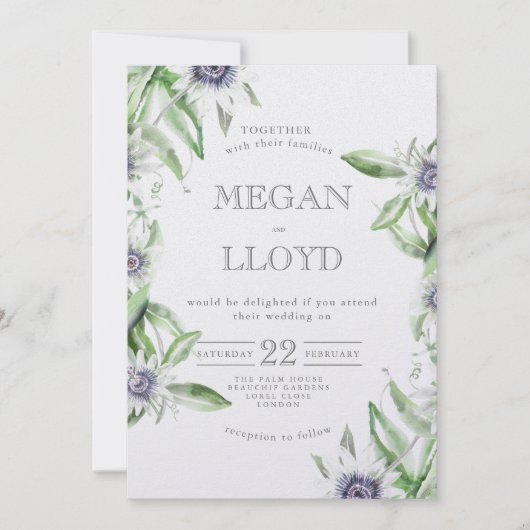 パッションフラワーの繊細な夏招待状 シーズンカード (正面)