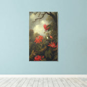 パッションフラワーを持つハミングバード キャンバスプリント (インサイチュ (ウッドフロア))