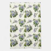 パッションフラワーセージベージュ色フローラキッチンディッシュタオル キッチンタオル (縦)