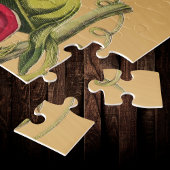 パッションフラワーヴィンテージレッド金ゴールドイラストレーション ジグソーパズル