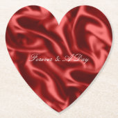 パッションレッドロマンチックフェイクサテン結婚ズ ペーパーコースター (正面)
