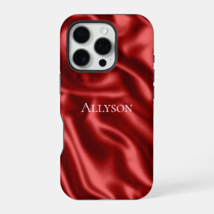 パッションレッドロマンチックフェイクサテン iPhone 16 PROケース