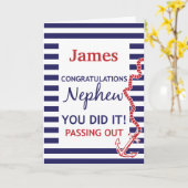 パッシングアウト甥イギリス海軍いかりおめでとう カード (黄色い花)