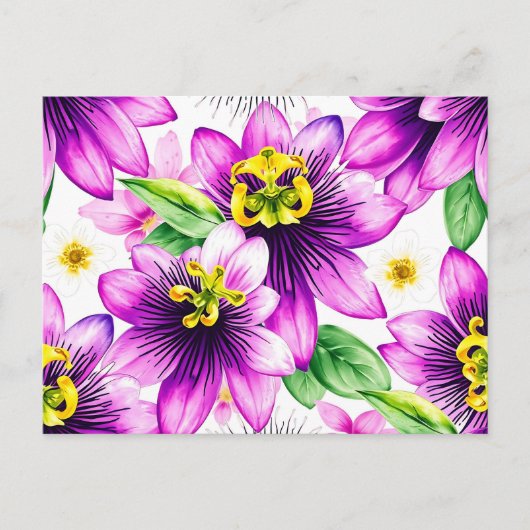 パッシ鮮やかョンフラワーの水の色パターン ポストカード (正面)