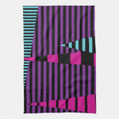 パッストライプクストライプ、紫、青、および黒の キッチンタオル (縦)