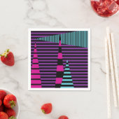 パッストライプクストライプ、紫、青、および黒の スタンダードカクテルナプキン (インサイチュ)