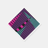 パッストライプクストライプ、紫、青、および黒の スタンダードカクテルナプキン (角)