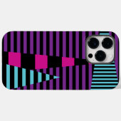 パッストライプクストライプ、紫、青、および黒の Case-Mate iPhoneケース (裏面 (横))