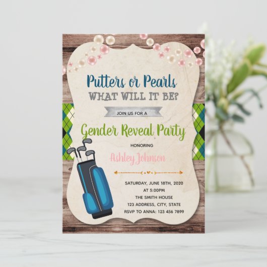 パッターまたはピアルの性別明示の招待 招待状 (スタンド正面)