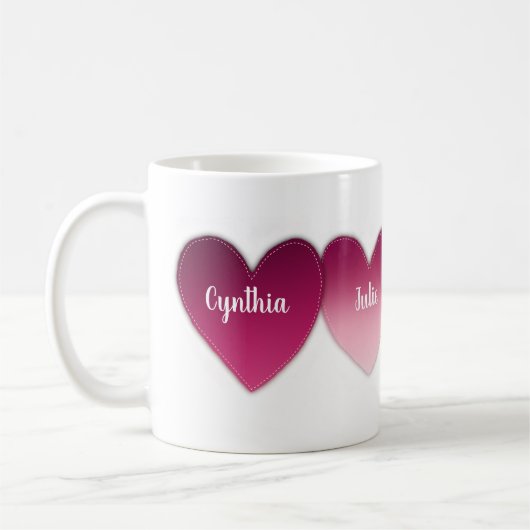 パッチが適用された名前をカスタムするの孫ハートチェーン コーヒーマグカップ (左)