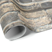 パッチが適用された灰色と白のレンガの壁 ラッピングペーパー (ロールコーナー)