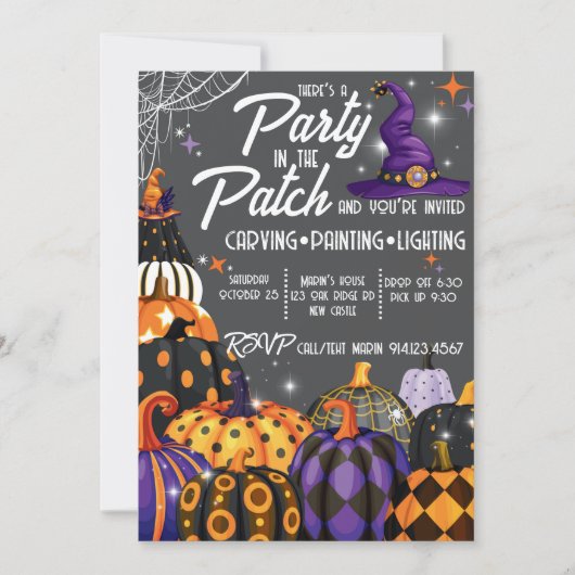 パッチでのパーティーハロウィン招待状 招待状 (正面)