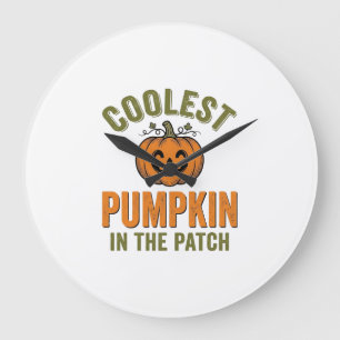 パッチで一番クールなカボチャ ヴィンテージ ハロウィン デザイン ラージ壁時計