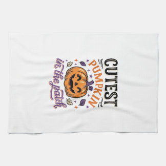 パッチで一番可愛いカボチャのハロウィンTシャツデザイン キッチンタオル