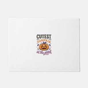パッチで一番可愛いカボチャのハロウィンTシャツデザイン ドアマット