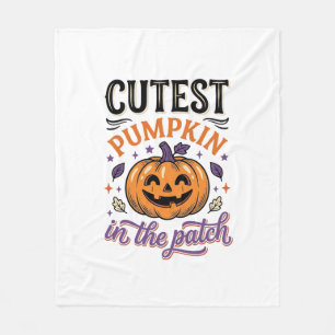 パッチで一番可愛いカボチャのハロウィンTシャツデザイン フリースブランケット