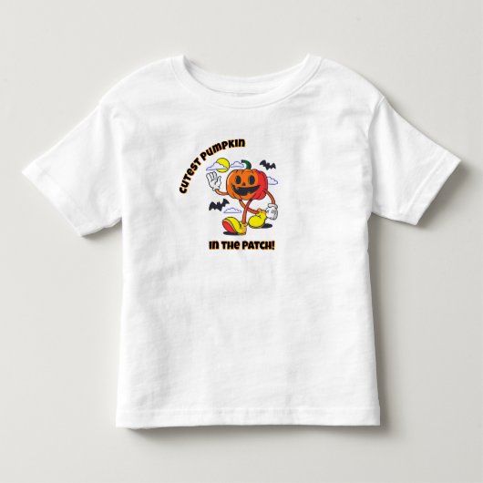 パッチで一番可愛いカボチャ!ハロウィンTシャツ トドラーTシャツ (正面)