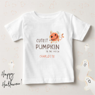 パッチで最もキュートなカボチャ ベビーTシャツ