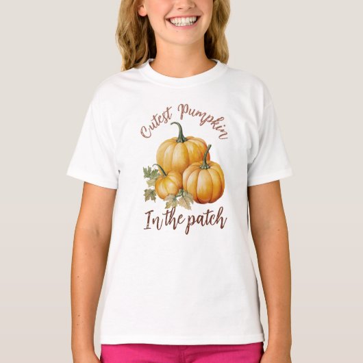 パッチで最もキュートなカボチャ Tシャツ (正面)