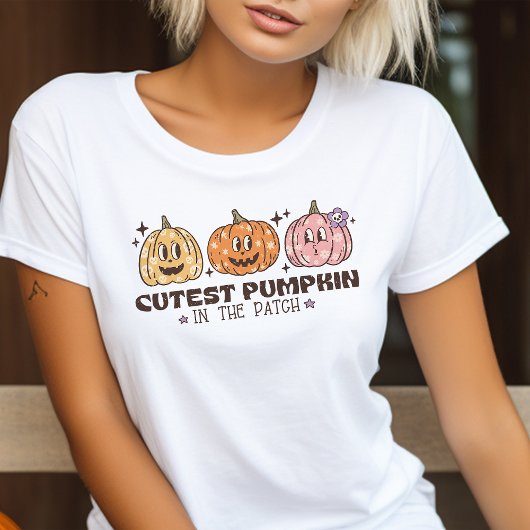 パッチで最もキュートカボチャレトロハロウィーン トライブレンドTシャツ