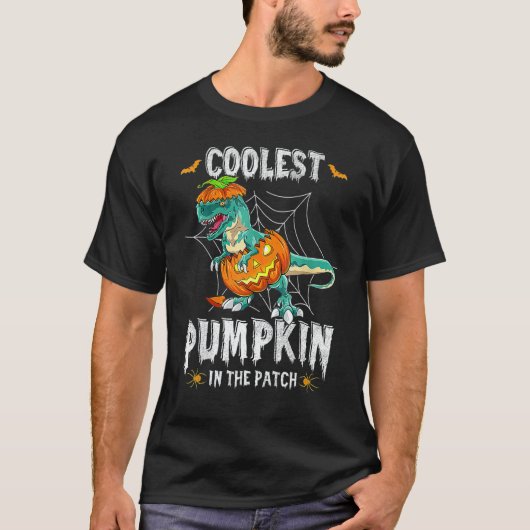 パッチで最もクールなカボチャの恐竜ハロウィーンVI Tシャツ (正面)