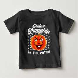 パッチで最もクールなカボチャ - 面白いハロウィン ベビーTシャツ