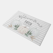 パッチとパンプキストライプンス秋へようこそ ドアマット (アングル)