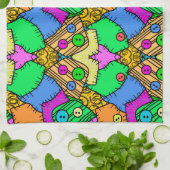 パッチとボタンのハロウィン キッチンタオル (折り畳み)