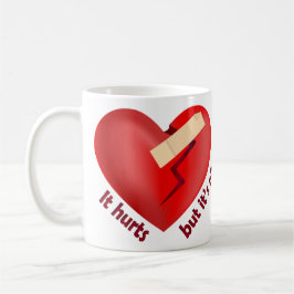 パッチとライフ引用文で癒された壊れたハート コーヒーマグカップ