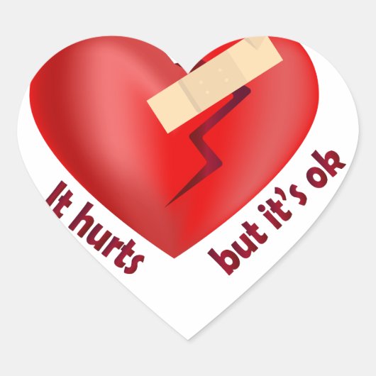 パッチとライフ引用文で癒された壊れたハート ハートシール (正面)