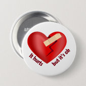 パッチとライフ引用文で癒された壊れたハート 缶バッジ (正面&裏面)