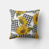 パッチに明るいヒマワリ市松模様にの花。海 クッション (裏面)